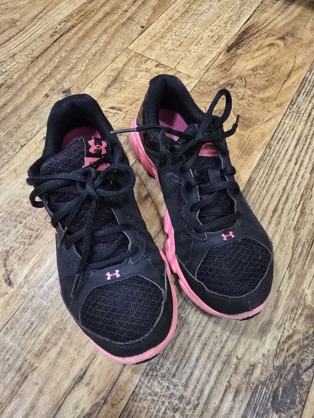 Under Armour Kids Black and Pink Athletic Running Sneakers